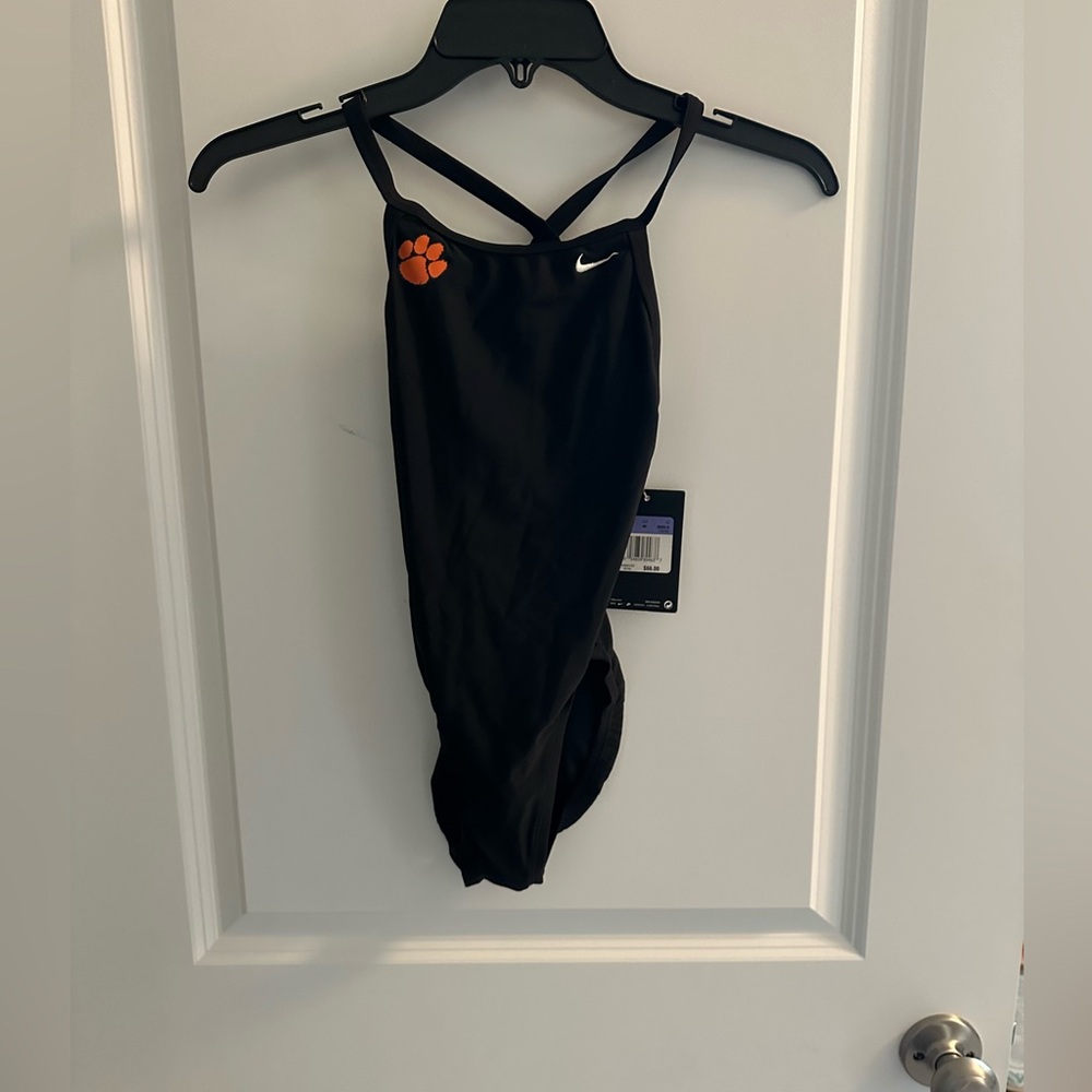 Nike Kids Swim One Piece - Black and Orange Clemson